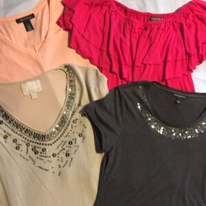 WHBM and other. Bundle of four small tops